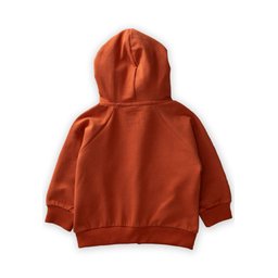 جاكيت هودي بسحاب للأطفال 1-14 سنة - لون قرميدي Kids' Hooded Zipper Cardigan 1-14 Years - Terracotta