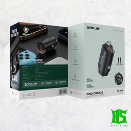 شاحن سيارة سريع جرين ليون رينج تشارج بقوة 36 واط مع كابل تايب سي إلى لايتنينج Green Lion Ring Charge Dual Port 36W Car Charger with USB-C to Lightning Cable