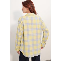 قميص 3854 نسائي فضفاض منقوش بجيب واحد - نعناعي 3854 Women's Plaid Oversize Single Pocket Shirt - Mint