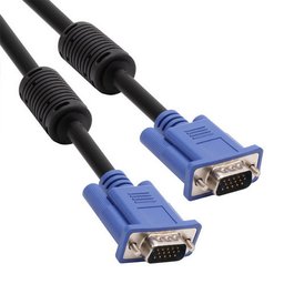 كيبل VCOM VGA إصدار 3+4 مع حلقتي Ferrite، ذكر إلى ذكر، موصلات مطلية بالنيكل، باللون الأسود، بطول 3 أمتار VCOM VGA Version 3+4 Cable, Male to Male, 2 Ferrite Cores, Nickel-Plated Connectors, Black, 3M