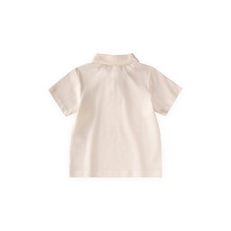تي شيرت بولو للأطفال منقوش - إيكرو (2-10 سنوات) Embossed Polo Collar T-Shirt for Kids - Ecru (2-10 Years)