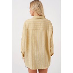 قميص نسائي مخطط واسع (Oversize) موديل 20293 - لون فيزون Women's Striped Oversize Shirt 20293 - Vizon