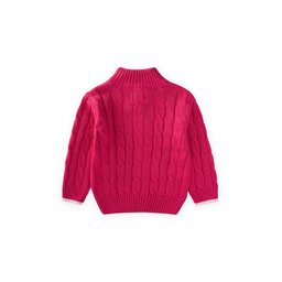 كارديجان تريكو بناتي بتصميم ضفيرة - فوشيا (2-11 سنة) Girls' Braided Knit Cardigan - Fuchsia (Ages 2-11)