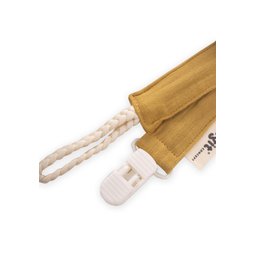 حامل لهاية أطفال قطني 23 سم - خردلي Baby Cotton Pacifier Holder 23 cm - Mustard Yellow