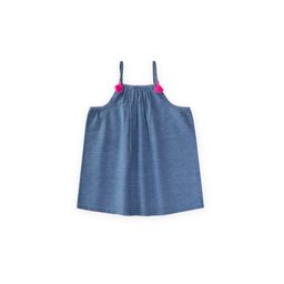 فستان جينز بناتي بحمالات للأعمار 1-7 سنوات - أزرق Girls' Strappy Denim Dress 1-7 Years - Blue