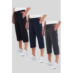 شورت برمودا رجالي بثلاثة جيوب وسحاب، طول الركبة، خصر قابل للتعديل Men's Bermuda Shorts with 3 Zipper Pockets, Knee-Length, Adjustable Waist