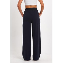 بنطال رياضي نسائي فضفاض مريح بخصر مطاطي وجيوب جانبية - أسود ورمادي فحمي Women's Seasonal Loose Wide Leg Tracksuit Bottoms with Side Pockets - Black & Anthracite