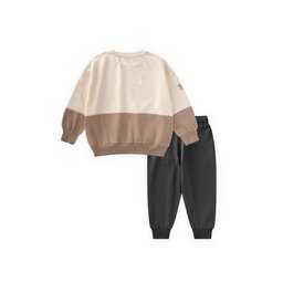 طقم سويت شيرت Garnili خفيف للأطفال 8-12 سنة - إيكرو أنثراسيت Garnili Sweatshirt Thin Seasonal Set for Kids 8-12 Years - Ecru Anthracite