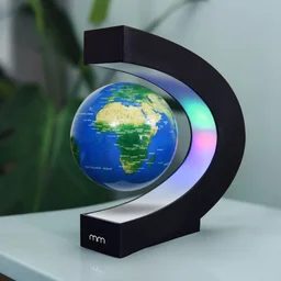 مجسم الكرة الأرضية العائمة بتقنية الرفع المغناطيسي مع قاعدة إضاءة LED على شكل حرف C Magnetic Levitation Floating World Globe with C-Shape LED Light Base