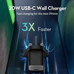 شاحن جداري غان سريع راف باور بايونيير بقوة 20 واط مع كابل تايب سي إلى تايب سي RAVPower PD Pioneer 20W GaN 5.0 USB-C Wall Charger with USB-C to USB-C Cable