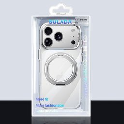 كفر آيفون 18 برو ماكس شفاف كريستالي مع ماك سيف ومسند دوّار iPhone 18 Pro Max SULADA Clear MagSafe 360° Rotating Case