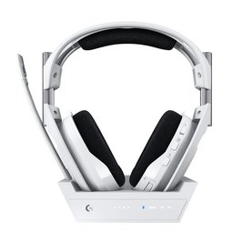 سماعة ألعاب لوجيتك جي أسترو A50 X لايت سبيد اللاسلكية مع قاعدة شحن (أبيض) Logitech G Astro A50 X LIGHTSPEED Wireless Gaming Headset + Base Station – White