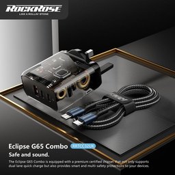 شاحن RR Eclipse G65 Combo بقدرة 65 واط – PD – مع كيبل 1 متر USB-C إلى USB-C – أسود RR Eclipse G65 Combo 65W PD with 1M C to C Cable Black