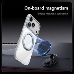 كفر آيفون 18 برو ماكس شفاف كريستالي مع ماك سيف ومسند دوّار iPhone 18 Pro Max SULADA Clear MagSafe 360° Rotating Case