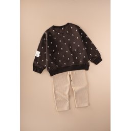 طقم سويت شيرت وبنطال ليجن مخملي للأطفال 2-10 سنوات - بني Velvet Leggings Sweatshirt Set for Kids 2-10 Years - Brown