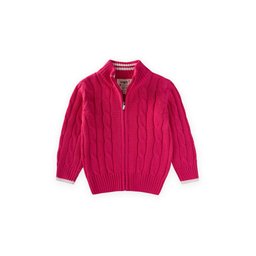 كارديجان تريكو بناتي بتصميم ضفيرة - فوشيا (2-11 سنة) Girls' Braided Knit Cardigan - Fuchsia (Ages 2-11)