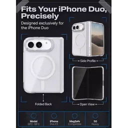 كفر بريف جارد شفاف ماج سيف وقابل للطي لهاتف أيفون ديو مع حماية من السقوط 15 قدم BRAVE GUARD Clear Magnetic Shockproof Case for iPhone Duo (15FT Drop Protection)