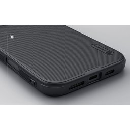 حافظة نيلكن Super Frosted Shield لـهاتف ايفون 16 برو ماكس - اسود Nillkin Super Frosted Shield Pro for Apple iPhone 16 Pro Max (Without Logo cutout) - Black