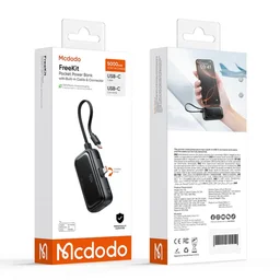 MC 22.5W Digital Display 5000mAh Pocket Power Bank with Built-in Cable & Connector (For USB-C)( شاحن طوارئ ) MC 22.5W Digital Display 5000mAh Pocket Power Bank with Built-in Cable & Connector (For USB-C)