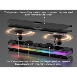 ساوند بار مونستر S330 صوت ستيريو عالي الدقة – أسود Monster S330 HiFi Stereo Sound Computer Speaker - Black