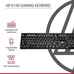 كيبورد ألعاب ميكانيكي اتش بي HP GK100F سلكي 104 مفاتيح – أسود HP GK100F Mechanical Gaming Keyboard - 104 Keys - Wired - Black
