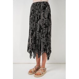 تنورة نسائية شيفون تُل غير متماثلة 8061 - أسود Women's Asymmetrical Tulle Chiffon Skirt 8061 - Black