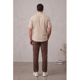 بنطلون رجالي مريح من الكتان 30118 - بني Men's Comfortable Linen Trousers 30118 - Brown