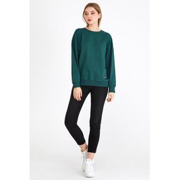 سويت شيرت نسائي بيسك بياقة دائرية - أخضر بترولي Women's Basic Crew Neck Sweatshirt - Petrol Green