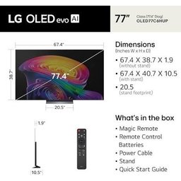 تلفزيون ال جي LG بشاشة 77 بوصة بدقة 4K Ultra HD بتردد 120 Hz تلفاز ذكي webOS OLED – أسود LG OLED77C6HUP Television - 77 Inch - 4K Ultra HD - 120 Hz - Smart webOS TV - OLED - Black