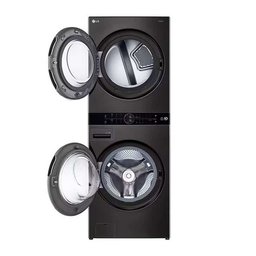 غسالة + مجففة الجي ووش تاور 25 كغم سلفر LG washer dryer is an integrated washing tower
