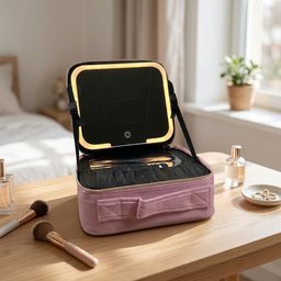 حقيبة مكياج مع مرآة وانارة Makeup Bag with Lighted Mirror
