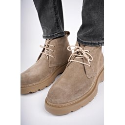 حذاء تشيلسي رجالي Muggo HENRY من الجلد الطبيعي برباط ونعل مريح - بيج Muggo HENRY Men's Genuine Leather Lace-up Comfortable Sole Chelsea Boots - Beige