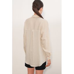 قميص نسائي فضفاض بخطوط 20407 - كريم Women's Striped Oversize Shirt 20407 - Cream