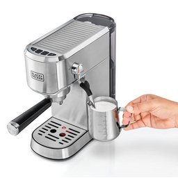 ماكينة تحضير القهوة من بلاك+ديكر ECM150-B5 قهوة الاسبريسو 15 بار باللون الفضي Black&Decker ECM150-B5 espresso coffee machine 15Par silver