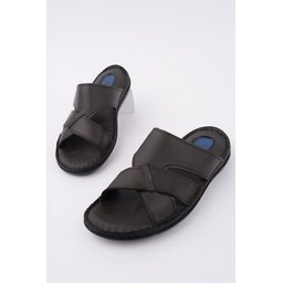 شبشب Muggo رجالي جلدي طبي مريح - بني Muggo Men's Genuine Leather Orthopedic Comfort Slippers - Brown