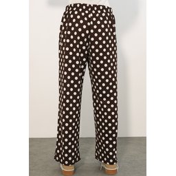 بنطلون نسائي واسع الساق منقط 30116 - بني Women's Wide Leg Polka Dot Trousers 30116 - Brown