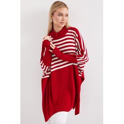 كنزة بونشو فضفاضة 15783 بأكمام مشقوقة - F.Bordo 15783 Slit-Sleeve Oversize Poncho Sweater - F.Bordo