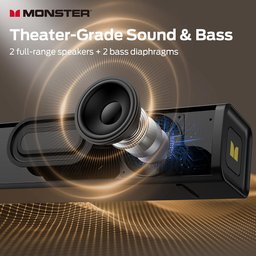 مكبر صوت مونستر S220 مكتبي لاسلكي – أسود Monster S220 All-in-One Desktop Bluetooth Soundbar - Black