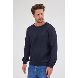 سويت شيرت رجالي كحلي بياقة دائرية بقصة عادية من القطن Men's Navy Standard Fit Cotton Basic Crew Neck Sweatshirt