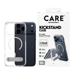 كفر شفاف مزوّد بقاعدة تثبيت (Kickstand) مع دعم MagSafe للايفون 17برو ماكس CARE by PanzerGlass® Feature Case Transparent w. Kickstand & MagSafe iPhone 17 Pro Max