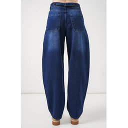 6689 بنطلون جينز نسائي بخصر عالٍ وقصة باجي - كحلي 6689 Women's High-Waist Baggy Jeans - Navy Blue