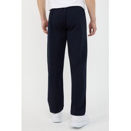 بنطال رياضي رجالي كحلي بقصة مريحة مع تفاصيل تطريز وجيب بسحاب Men's Navy Blue Relaxed Fit Sweatpants with Zipper Pocket & Embroidery Detail