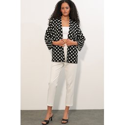 كيمونو نسائي منسوج منقط 5996 - أسود Women's Knitted Polka Dot Kimono 5996 - Black