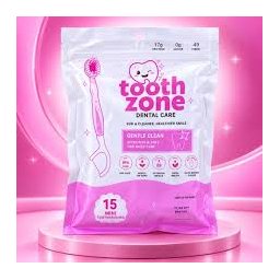 فرش أسنان توث زون الصغيرة 2 في 1 بنكهة النعناع مع معجون مدمج Tooth Zone Dental Care  Gentle Clean Mini Toothbrushes