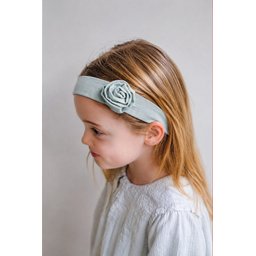 باندانا مطاطية من الموسلين بتصميم وردة - أخضر نعناعي Muslin Rose Pattern Elastic Bandana - Mint Green