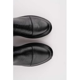 حذاء تشيلسي رجالي Muggo DRAKO من الجلد الطبيعي بسحاب مزدوج - أسود Muggo DRAKO Genuine Leather Double Zipper Men's Chelsea Boots - Black