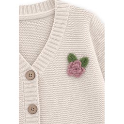 V Yaka Links سترة صوفية للأطفال بنقشة ورد، 2-7 سنوات، لون طبيعي V Yaka Links Floral Cardigan for Kids, 2-7 Years, Natural