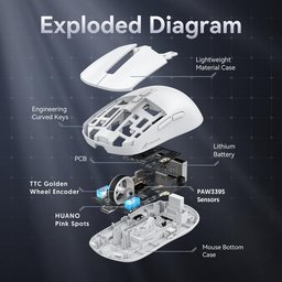 ماوس ألعاب أتاك شارك X6 فائق الخفة مع قاعدة شحن مغناطيسية وإضاءة RGB ATTACK SHARK X6 Tri-Mode Wireless Gaming Mouse with Magnetic Charging Dock