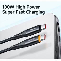 كابل بيانات C إلى C من سلسلة MC Nest، إيقاف تشغيل تلقائي، 100 واط، 1.2 متر، أسود MC Nest Series Auto Power Off 100W C to C Data Cable 1.2m Black