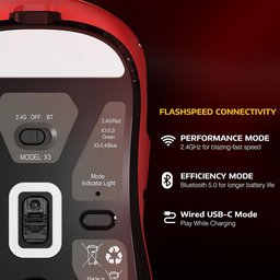 ماوس ألعاب أتاك شارك X3 فائق الخفة، لاسلكي ثلاثي الاتصال وقابل للشحن ATTACK SHARK X3 Ultra-Lightweight Tri-Mode Wireless Gaming Mouse